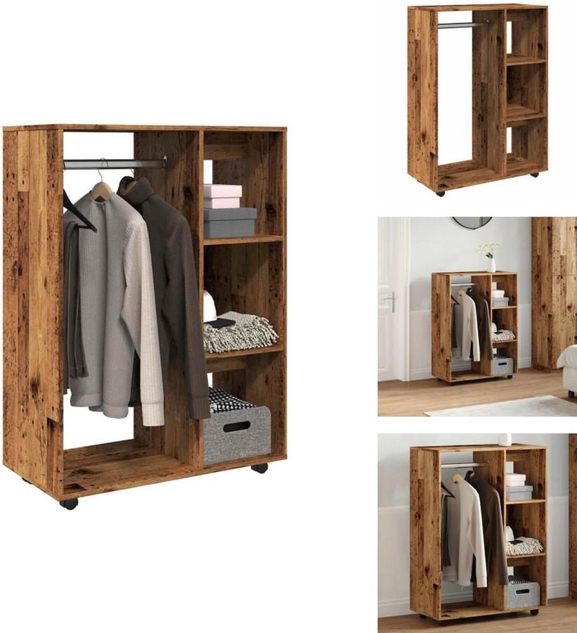 VidaXL Kledingkast Kledingkasten Opbergkast Kast Kledingkast 80x40x110 cm bewerkt hout oud houtkleurig