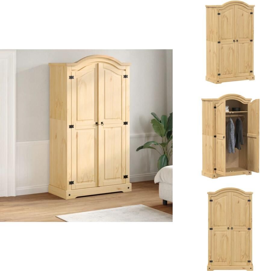 VidaXL Kledingkast Kledingkasten Opbergkast Kast Kledingkast Corona 102x52x186 cm massief grenenhout