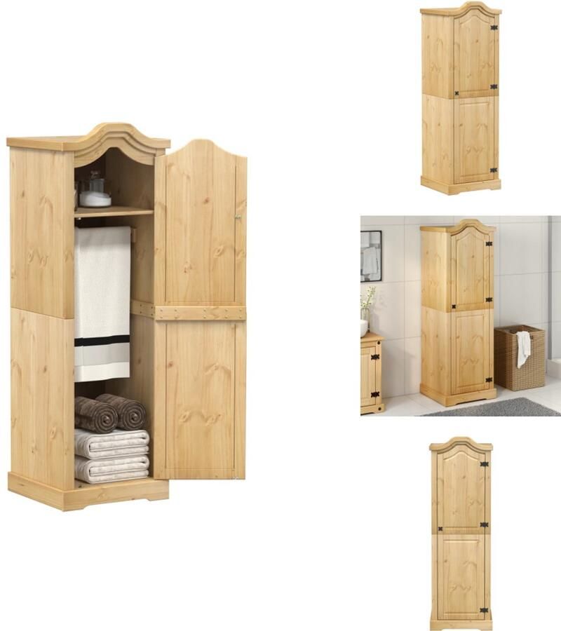 The Living Store Kledingkast Corona 55x52x170 cm massief grenenhout Kledingkast Houten Kledingkast Grenenhout Kledingkast Vintage Kledingkast Ruime Kledingkast - Foto 2
