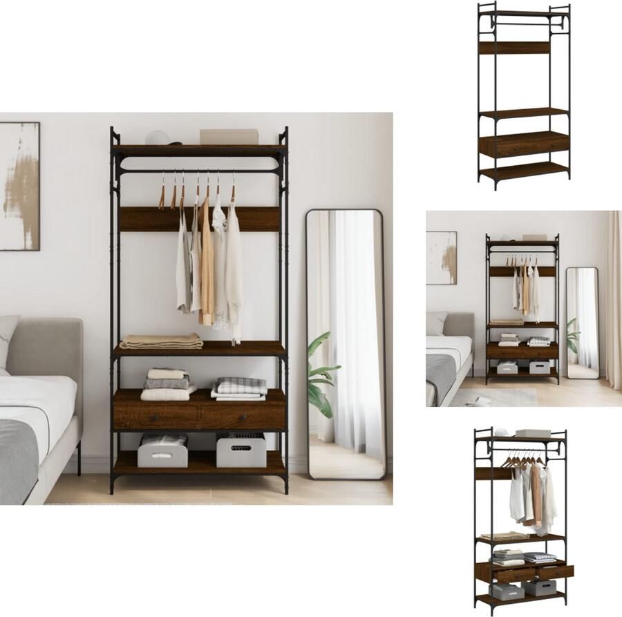 VidaXL Kledingkast Kledingkasten Opbergkast Klerenkast Kledingkast met lades 89x39x184 5 cm bewerkt hout bruineiken