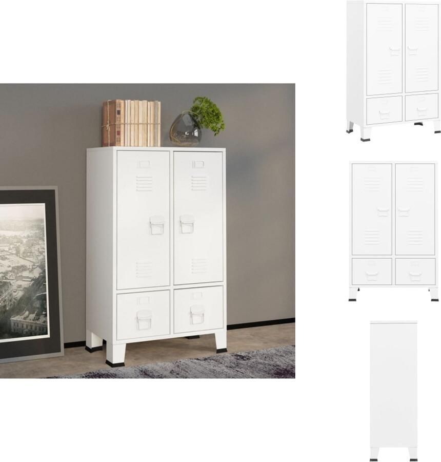 VidaXL Kledingkast Kledingkasten Organiser Industriële Kast Kledingkast industrieel 67x35x107 cm staal wit