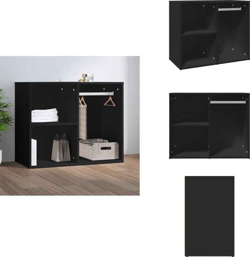 VidaXL Kledingkast Kledingkasten Sieradenkast Kast Kledingkast 80x40x65 cm bewerkt hout zwart