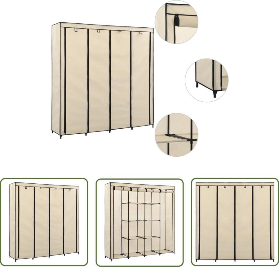 The Living Store Kledingrek Hybris Kledingopslag 175 x 45 x 170 cm Stevig frame Kledingrek Kledingkast Opslagruimte Garderobe Interieurdecoratie - Foto 2