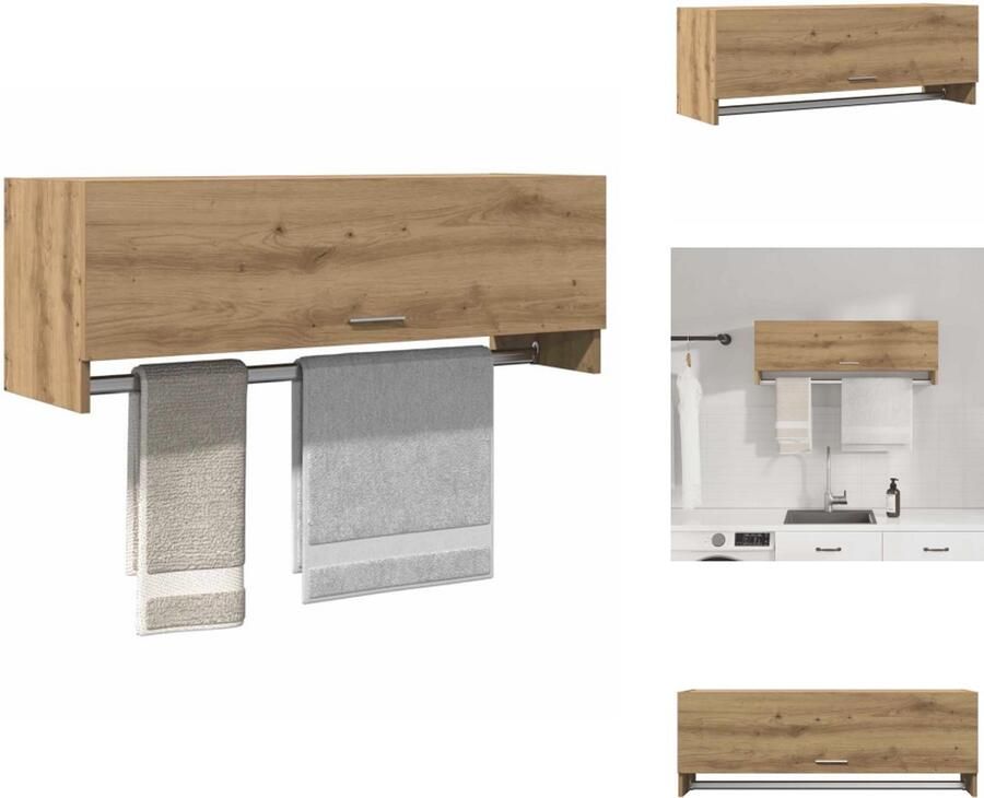 VidaXL Kledingkast Kleerkasten Opbergkast Kast Kledingkast 100x32 5x35 cm bewerkt hout artisanaal eikenkleurig