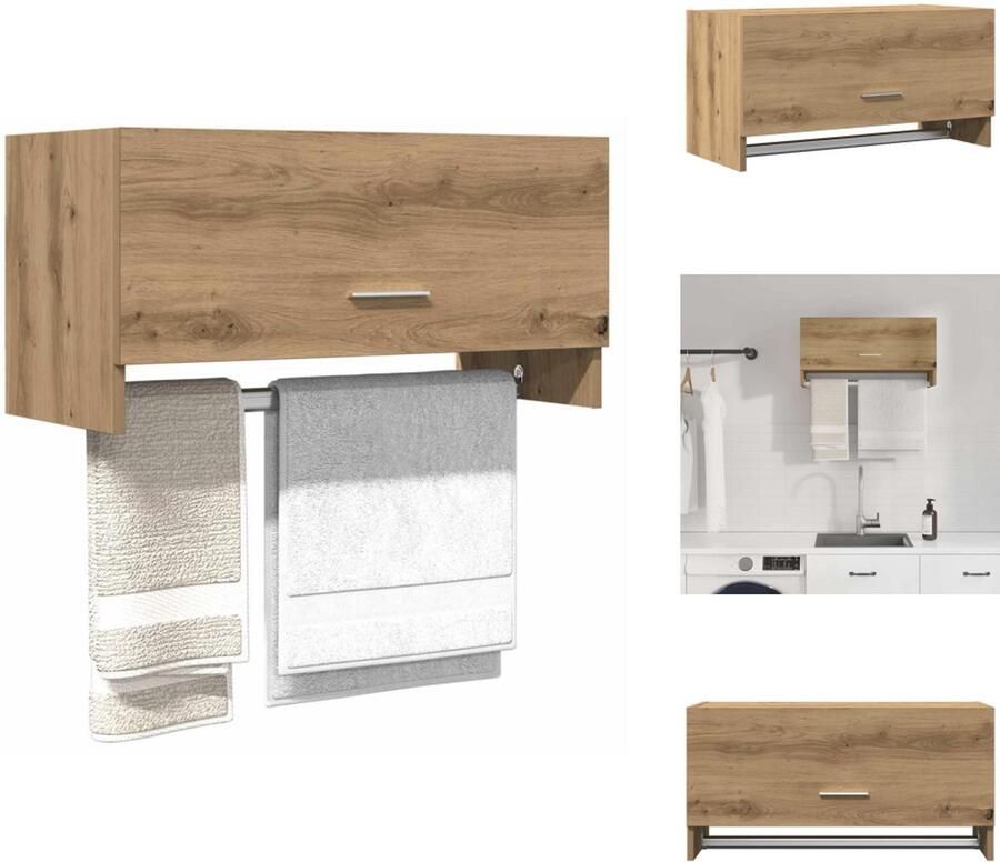 VidaXL Kledingkast Kleerkasten Opbergkast Kast Kledingkast 70x32 5x35 cm bewerkt hout artisanaal eikenkleur