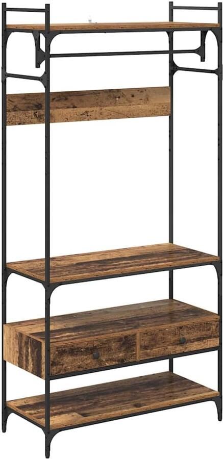 VidaXL Kledingkast met lade Oud hout 89 x 39 x 184.5 cm Bewerkt hout