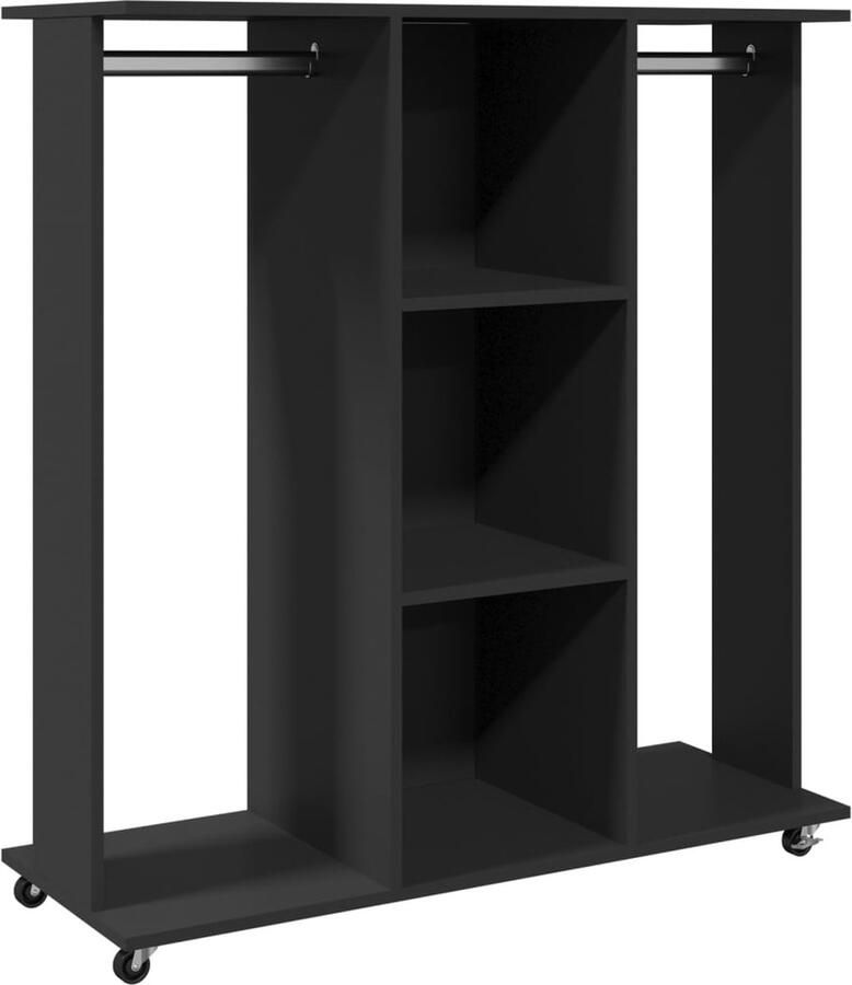 VidaXL Kledingkast met wielen 102x38x110 cm bewerkt hout zwart