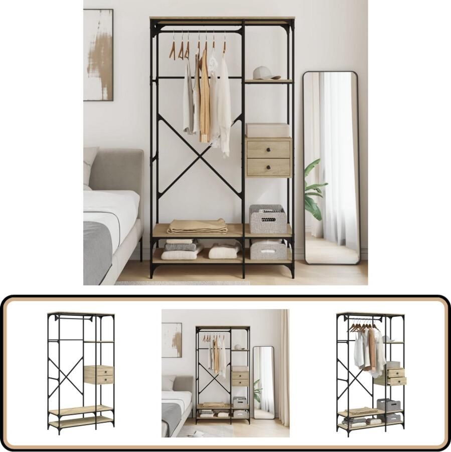 VidaXL Kledingkast Sonoma Eiken 100x40x180 cm Kledingkast Kledingkasten Opbergkast Klerenkast