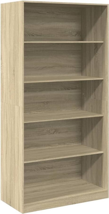 The Living Store Kledingrek 100 x 50 x 200 cm Sonoma eiken Stijlvol houten rek met 5 vakken voor ruime opbergruimte Stevig en compact design - Foto 2