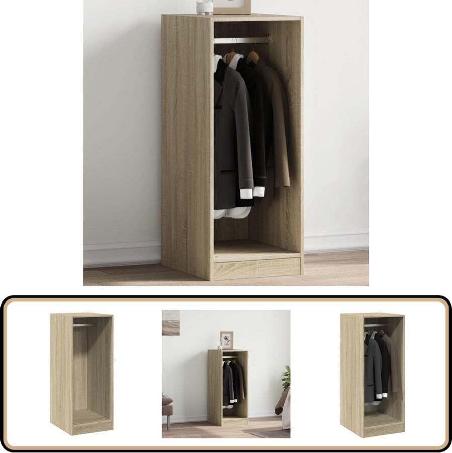 VidaXL Kledingkast Sonoma Eiken 48x41x102 cm Kledingrek Garderobe Kleerkasten Bergruimte Wandmontage Hout Sonomaeik
