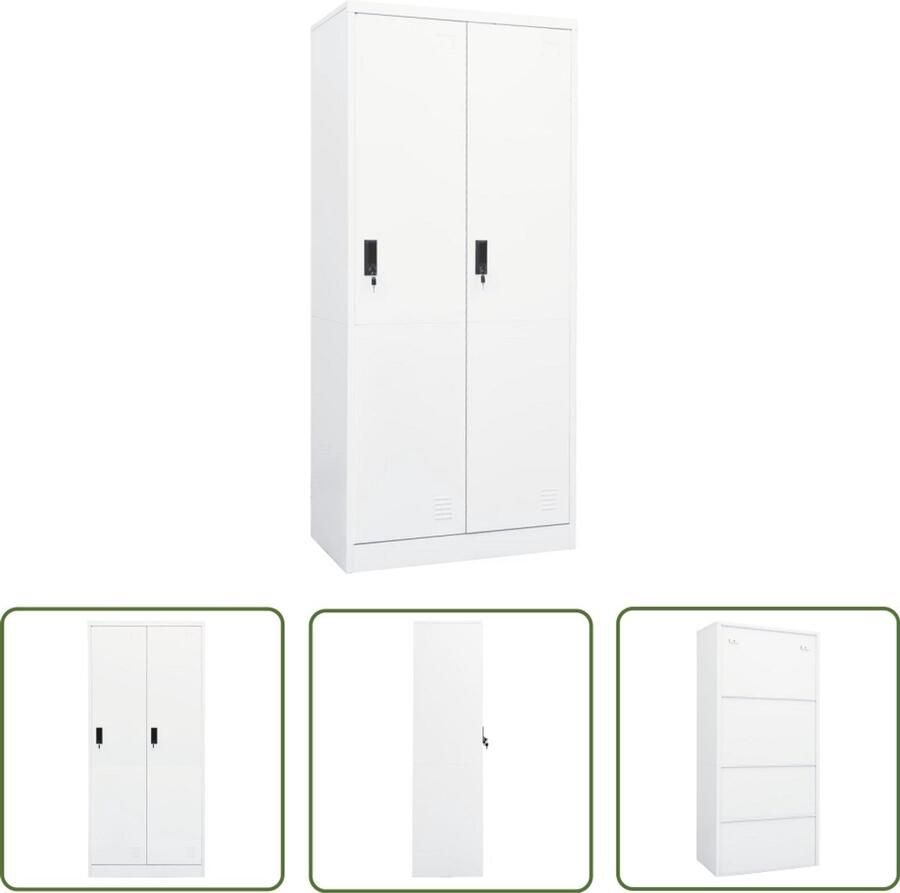VidaXL Kledingkast Staal 80x50x180 cm Wit Garderobe Kledingkast Metalen Kast Staalkast Wit Meubilair Opslagoplossing Inbouwkast