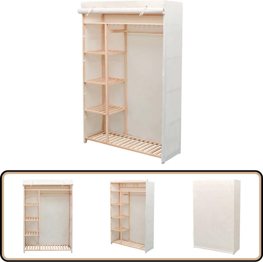 The Living Store Stoffen Kledingkast 110x40x170 cm Stof Grenenhout Kledingkast Houten Kast Stoffige Kast Garderobe Bergruimte