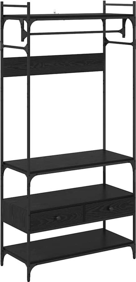 VidaXL Kledingkast Zwart eiken 89 x 39 x 184.5 cm Bewerkt hout