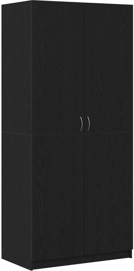 VidaXL Kledingkast met opslag Zwart 90 x 52 x 200 cm Bewerkt hout