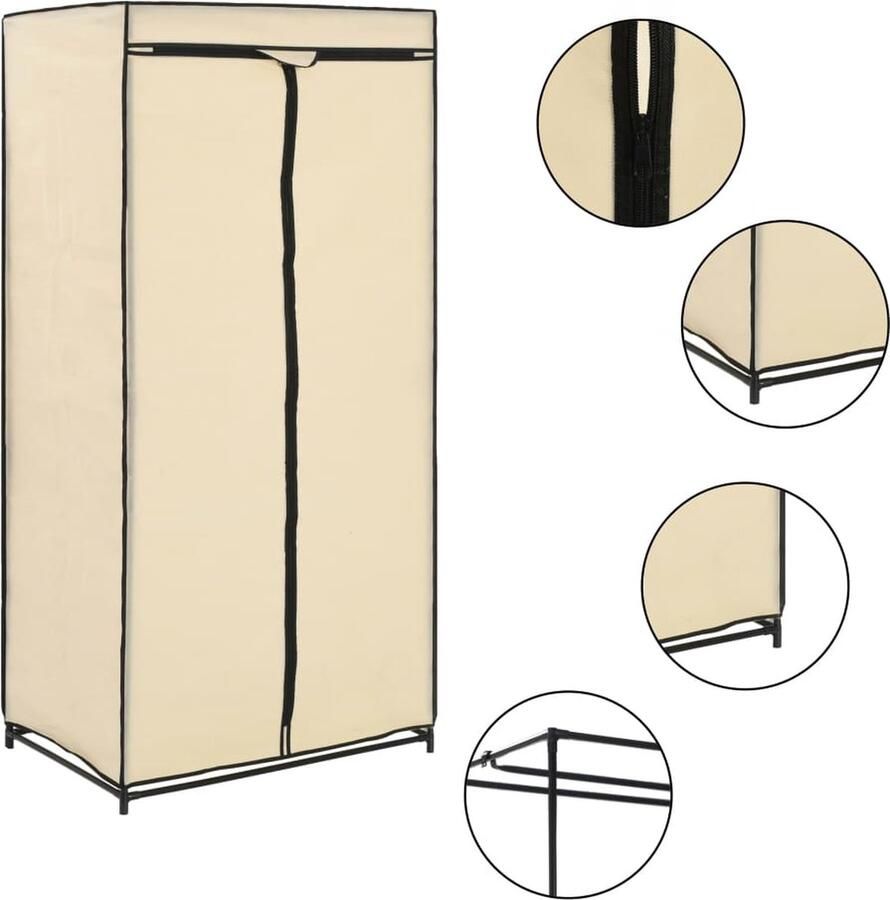 VidaXL Kledingkasten 2 st Crème 75x50x160 cm Kledingkast Creme Kledingkast Staal Kledingkast Met Ritsen Kledingrek Kledingrekken