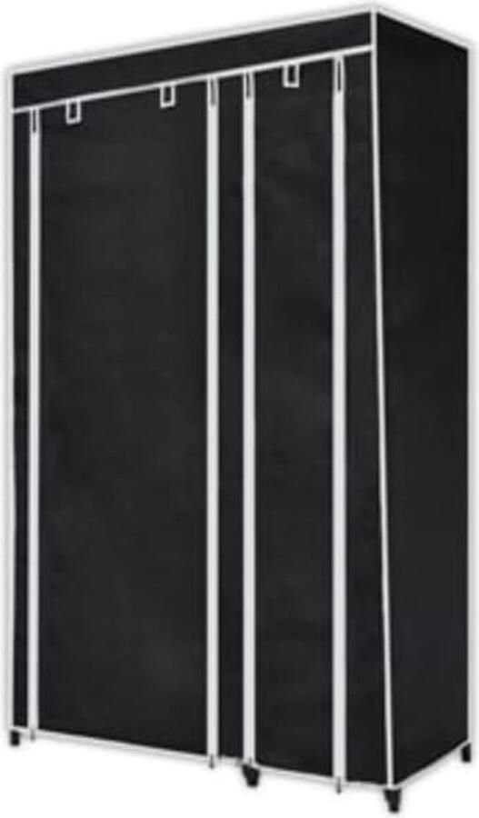 VidaXL Kledingkasten 2 st stof zwart Kledingkast Vouwkast Opbergkast Zwarte Kledingkast Staalkleurige Kledingkast Textiel Kledingkast
