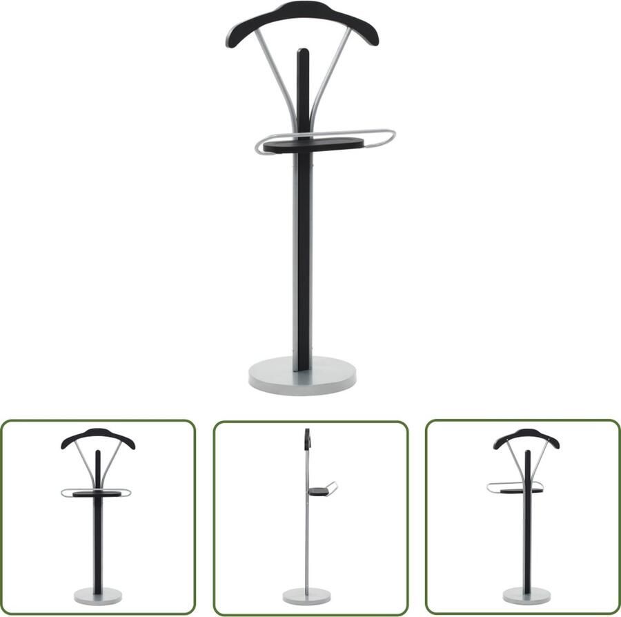 The Living Store Dressboy MDF Staal 45x35x107cm Kreukvrij Handig Kledingbutler Kledingopbergers Kasten Garderobe Valet Stand