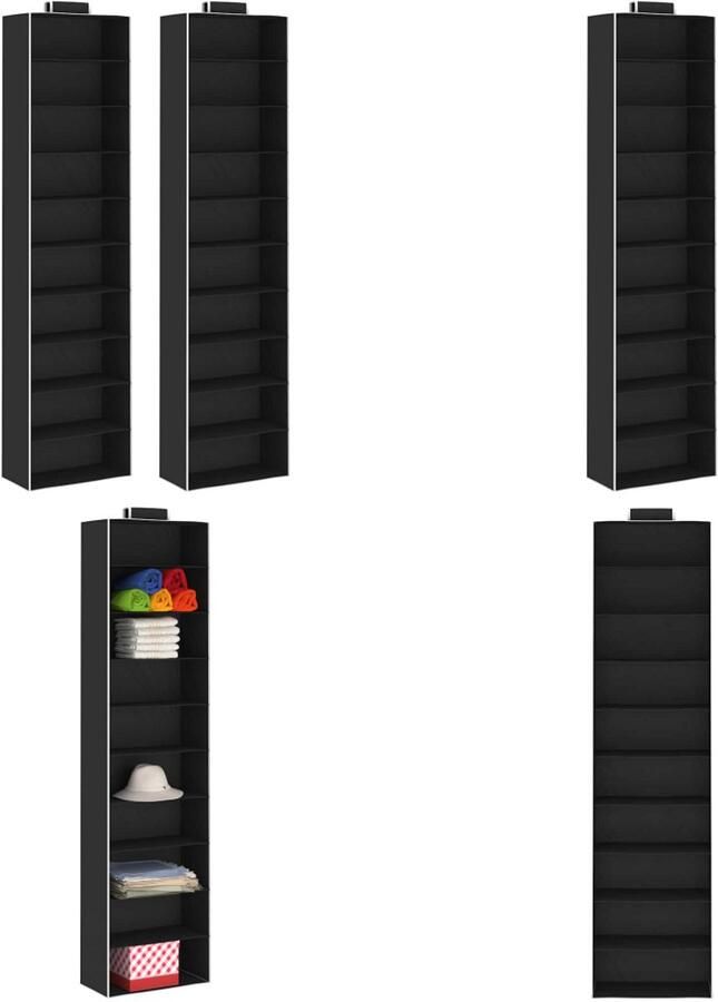 VidaXL Kledingorganisers hangend 2 st met 10 schappen stof Hangende Organiser Hangende Organisers Kledingkastorganiser Kledingkastorganisers
