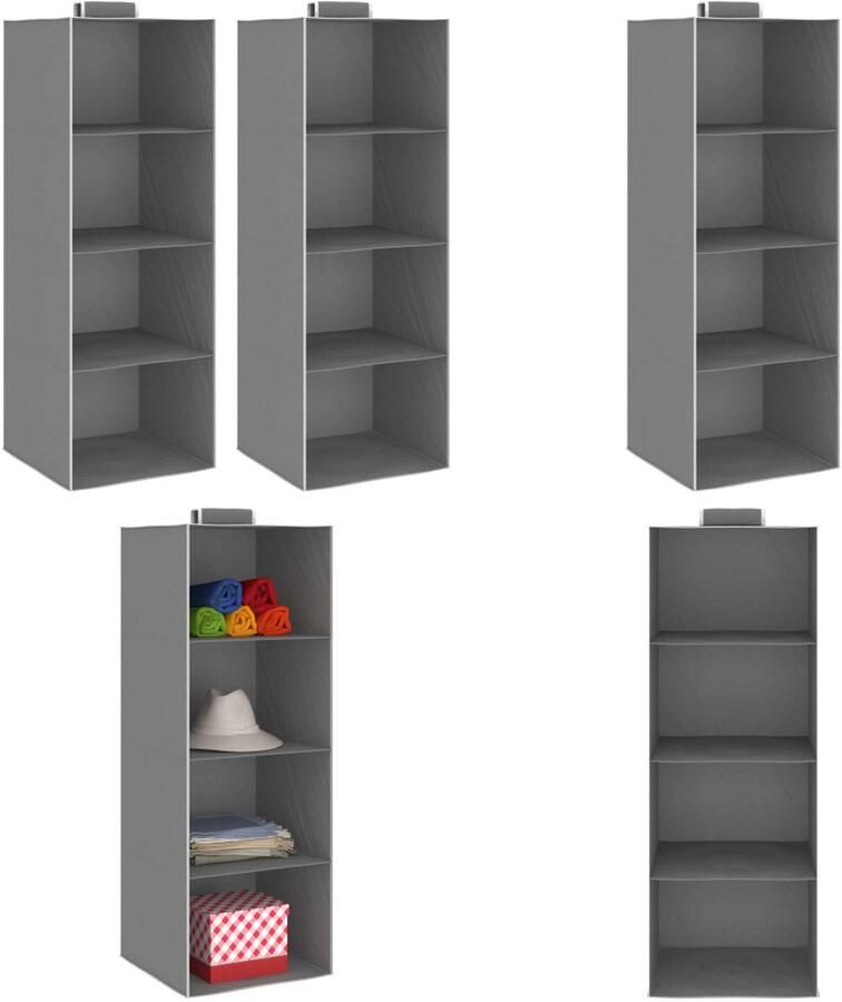VidaXL Kledingorganisers hangend 2 st met 4 schappen stof Hangende Organiser Hangende Organisers Kledingkastorganiser Kledingkastorganisers