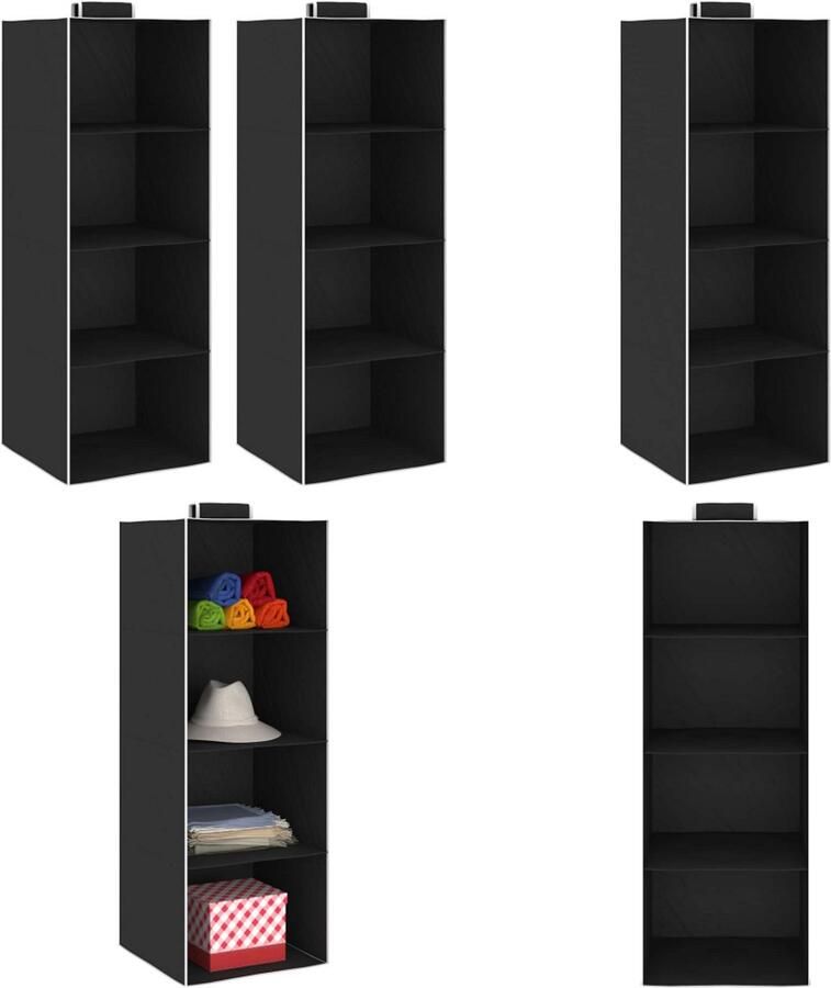 VidaXL Kledingorganisers hangend 2 st met 4 schappen stof Hangende Organiser Hangende Organisers Kledingkastorganiser Kledingkastorganisers