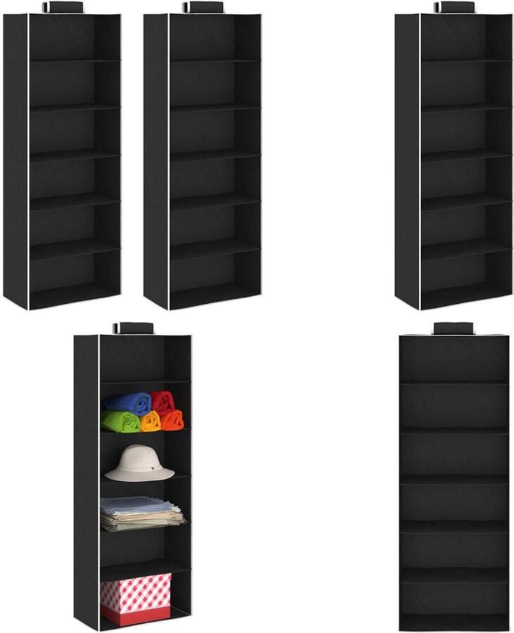VidaXL Kledingorganisers hangend 2 st met 6 schappen stof Hangende Organiser Hangende Organisers Kledingkastorganiser Kledingkastorganisers