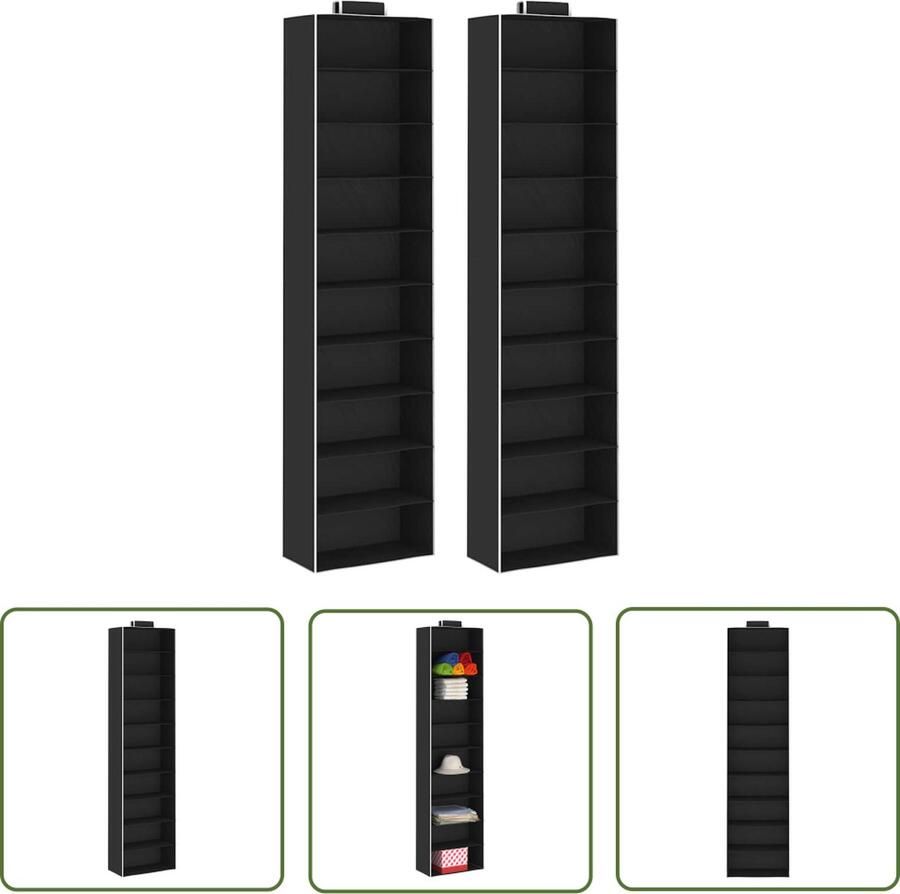 The Living Store Hangende Organiser Kledingkast 30 x 15 x 120 cm 10 Schappen Hangende Organizer Kledingorganizer Kasten Organisatie Kledingkast Opbergvakken