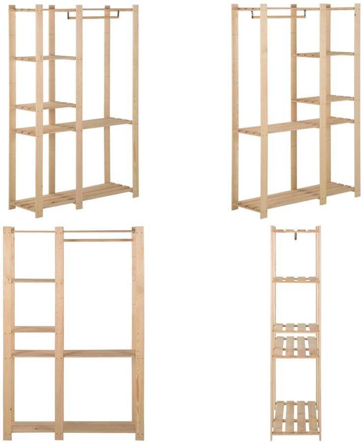 VidaXL Kledingrek 110x38x170 cm massief grenenhout Kledingrek Kledingrekken Kledingstandaard Kledingstandaards