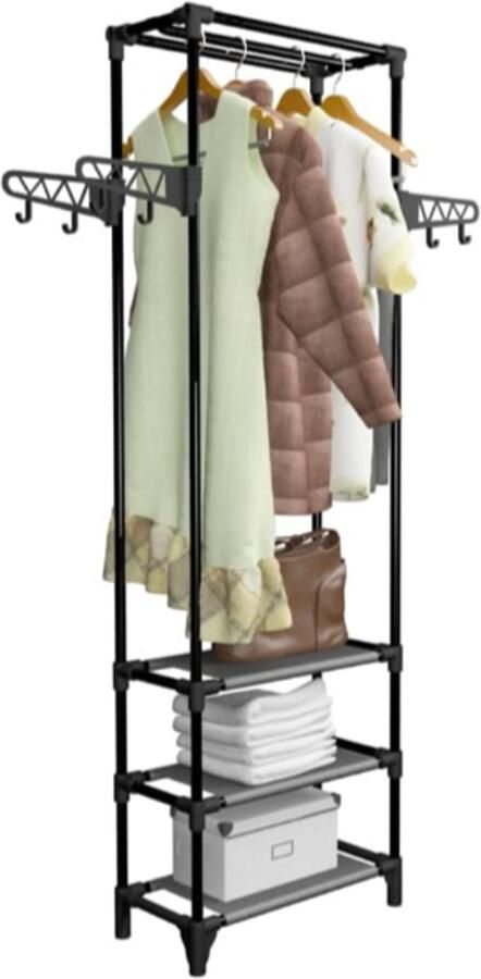VidaXL Kledingrek 55x28 5x175 cm staal en ongeweven stof zwart