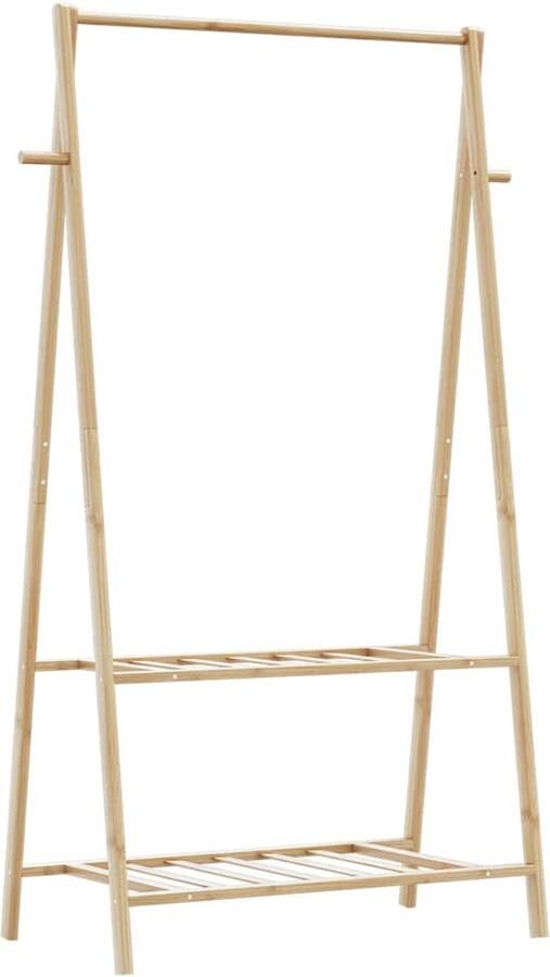 VidaXL Kledingrek Bamboe 96x45 5x150 5 cm Bamboekastje Kledingkast Opbergplank Garderobe Kastenoplossing