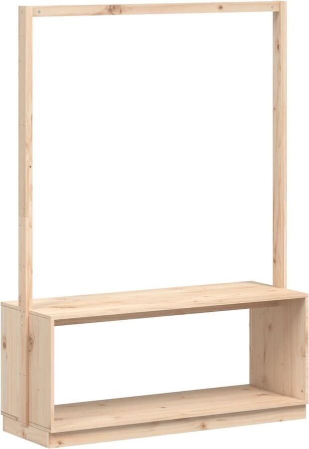 VidaXL Kledingrek & Schoenenkast Grenenhout Kledingrek Kasten Garderobe Hout Grenenhout Bruine Meubels Vintage Style Minimalistisch Klein Appartement Organisatie