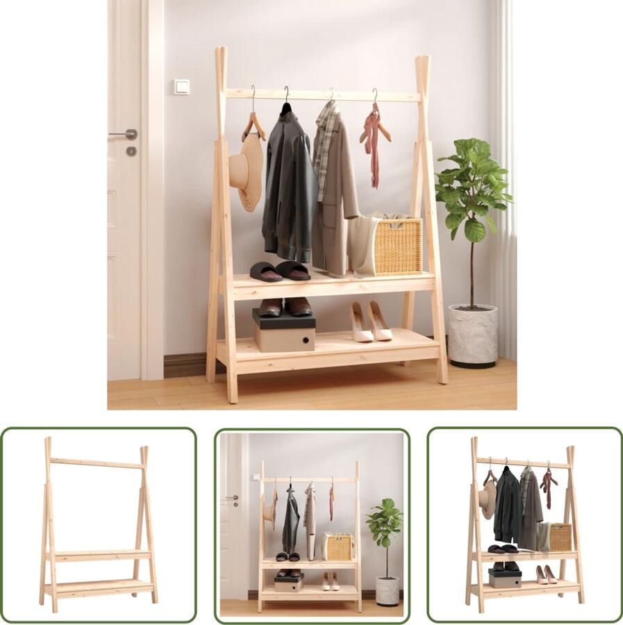 VidaXL Kledingrek Grenenhout 100x45 5x150 cm Kledingrek Kapstok Garderobe Hout Grenenhout Vintage Industrieel Rustic Interieurdecoratie Opbergoplossing Organisatie