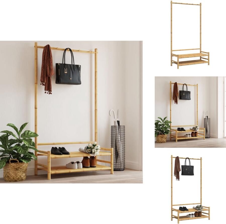 VidaXL Kledingrek Kledingrekken Kapstok Jassenrek Kledingrek met schappen 103x40x183 cm bamboe