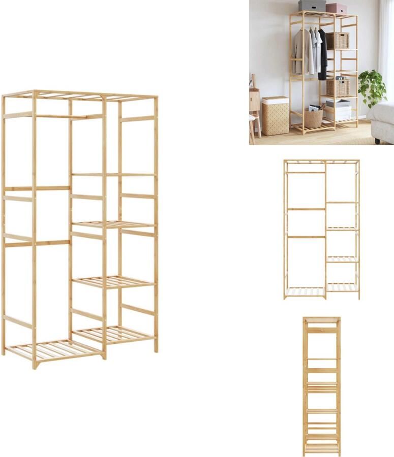 VidaXL Kledingrek Kledingrekken Kapstok Kleerhangerrek Kledingrek met schappen 100x50x184 5 cm bamboe