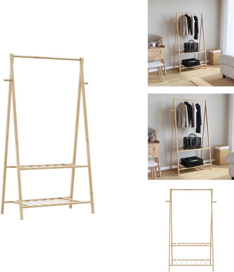 VidaXL Kledingrek Kledingrekken Kapstok Kleerhangerrek Kledingrek met schappen 96x45 5x150 5 cm bamboe