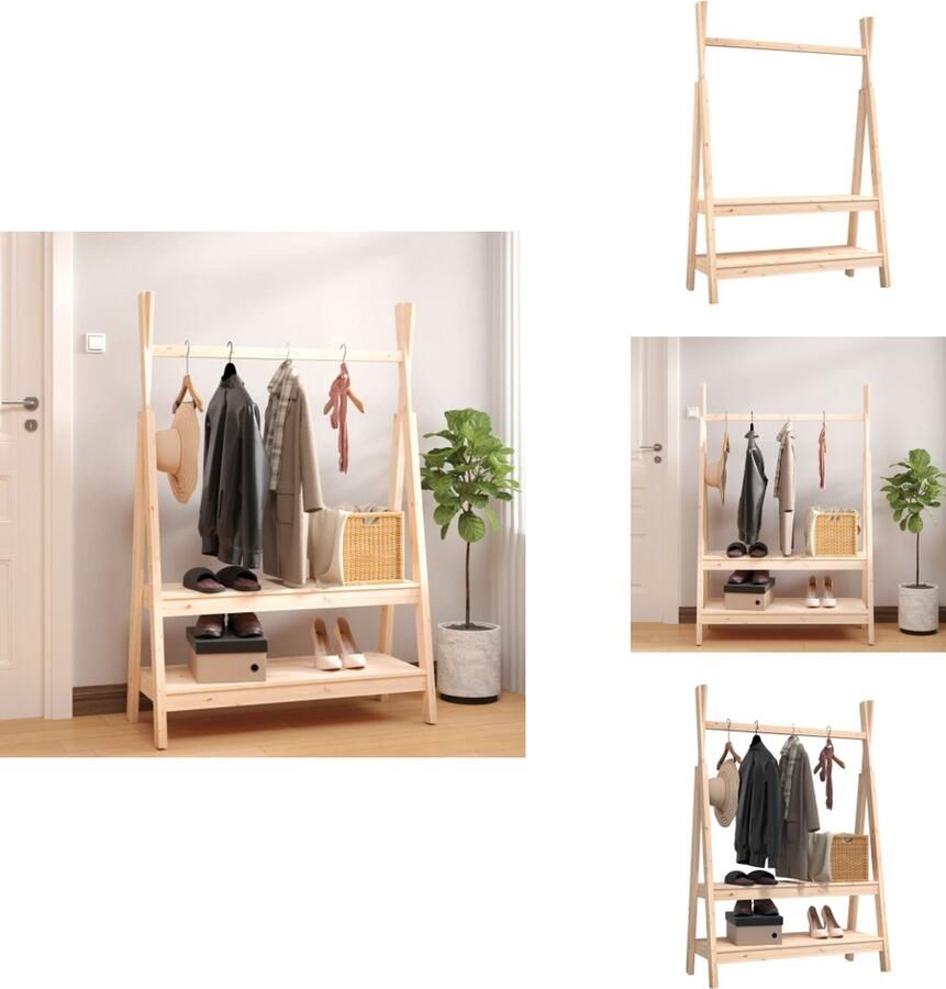 VidaXL Kledingrek Kledingrekken Kledingstandaard Kapstok Kledingrek 100x45 5x150 cm massief grenenhout