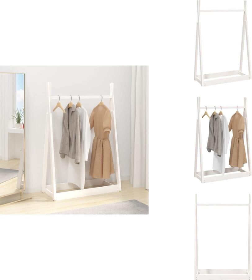 VidaXL Kledingrek Kledingrekken Kledingstandaard Kapstok Kledingrek 100x45x150 cm massief grenenhout wit