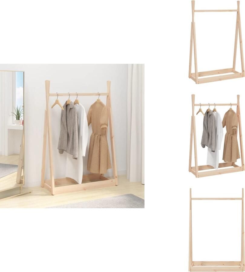 VidaXL Kledingrek Kledingrekken Kledingstandaard Kapstok Kledingrek 100x45x150 cm massief grenenhout