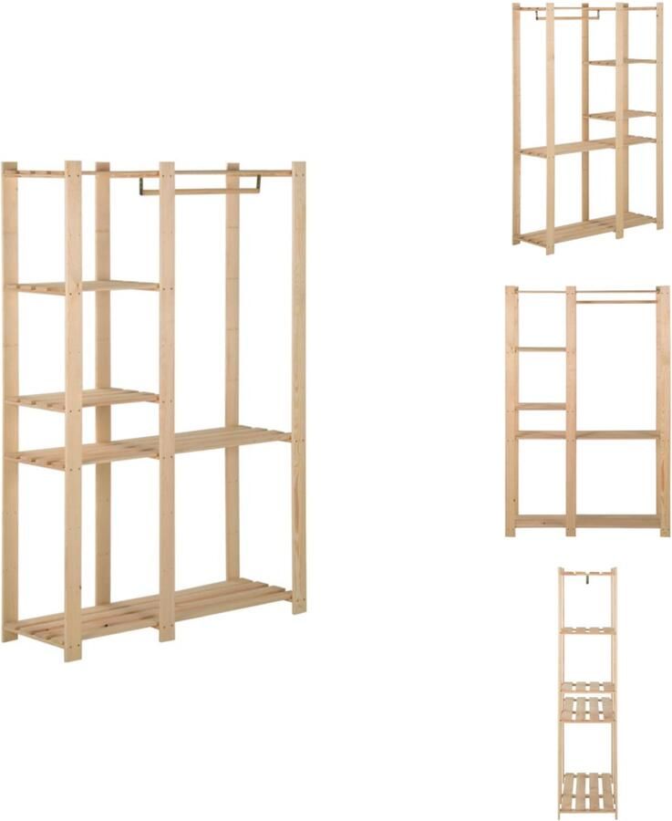 VidaXL Kledingrek Kledingrekken Kledingstandaard Kledingstandaards Kledingrek 110x38x170 cm massief grenenhout