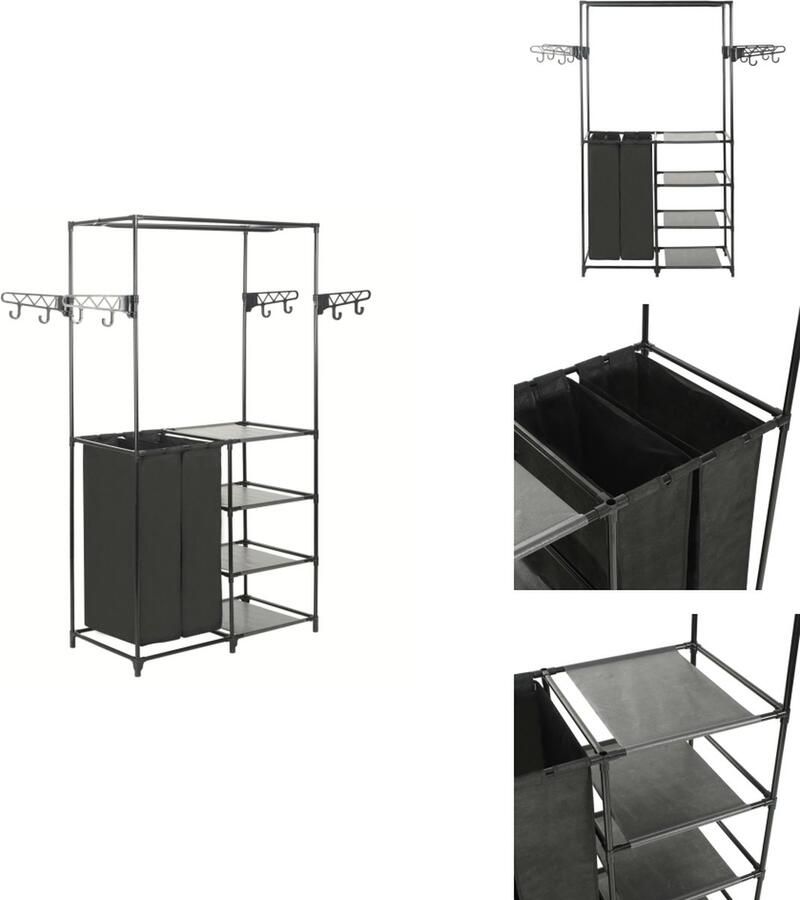 VidaXL Kledingrek Kledingrekken Kledingstandaard Kledingstandaards Kledingrek 87x44x158 cm staal en ongeweven stof zwart