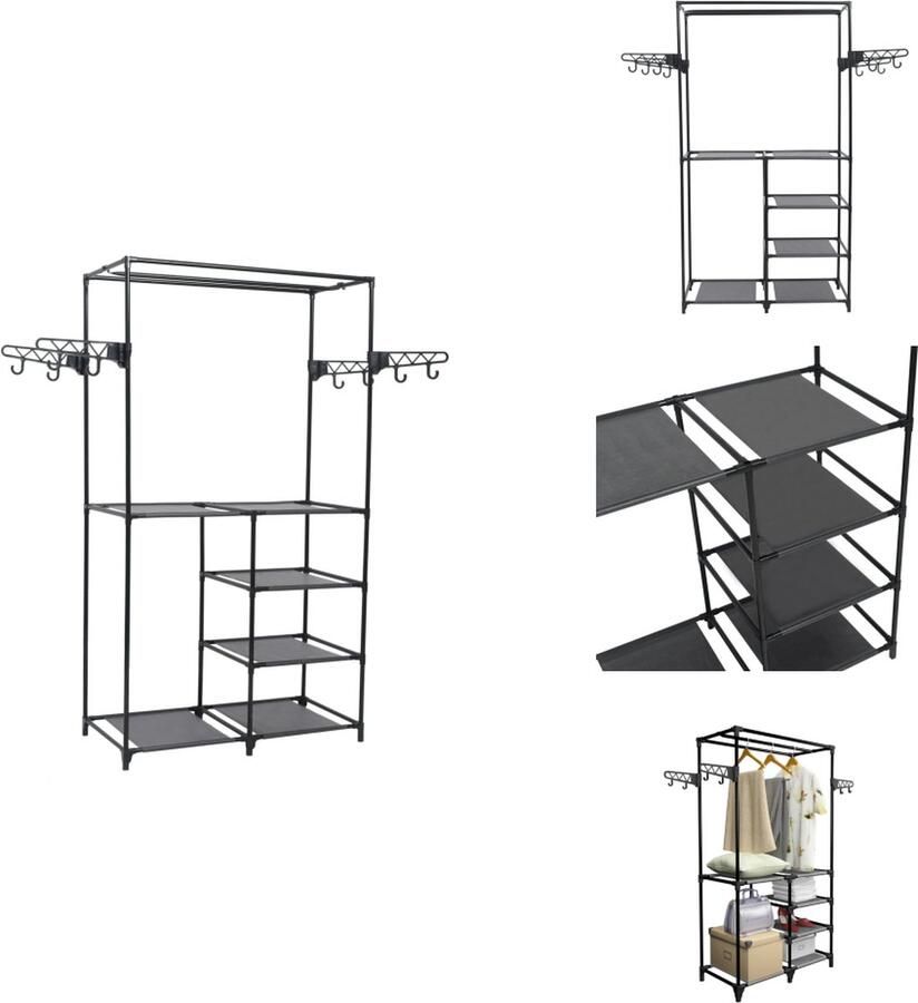 VidaXL Kledingrek Kledingrekken Kledingstandaard Kledingstandaards Kledingrek 87x44x158 cm staal en nonwoven stof zwart