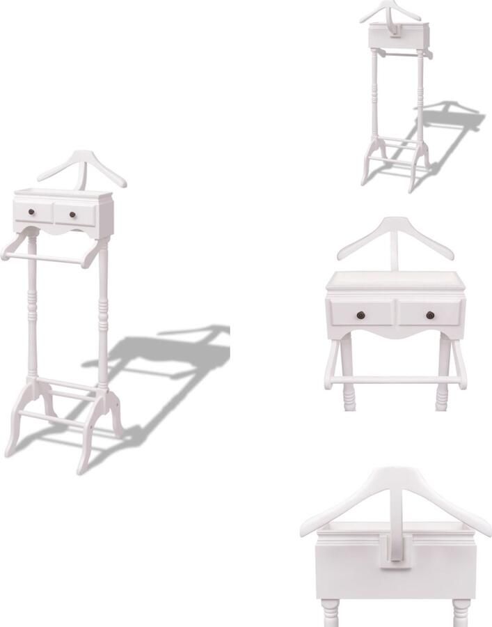 VidaXL Kledingrek Kledingrekken Kledingstukkenrek Kledingstukkenrekken Kledingrek met kastje hout wit