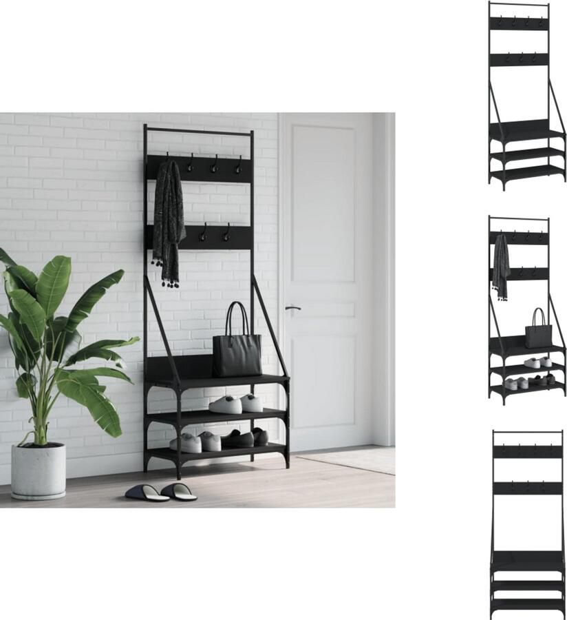 VidaXL Kledingrek Kledingrekken Kleren Rek Voor Kleding Kledingrek met schoenenrek 72x34x184 cm zwart