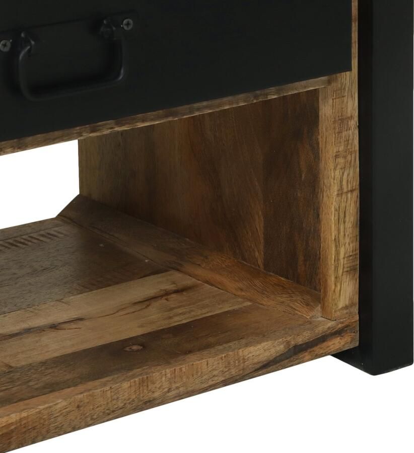 VidaXL Kledingrek met Haken en Planken 110x40x185 cm Massief Ruw Mango Hout - Foto 3