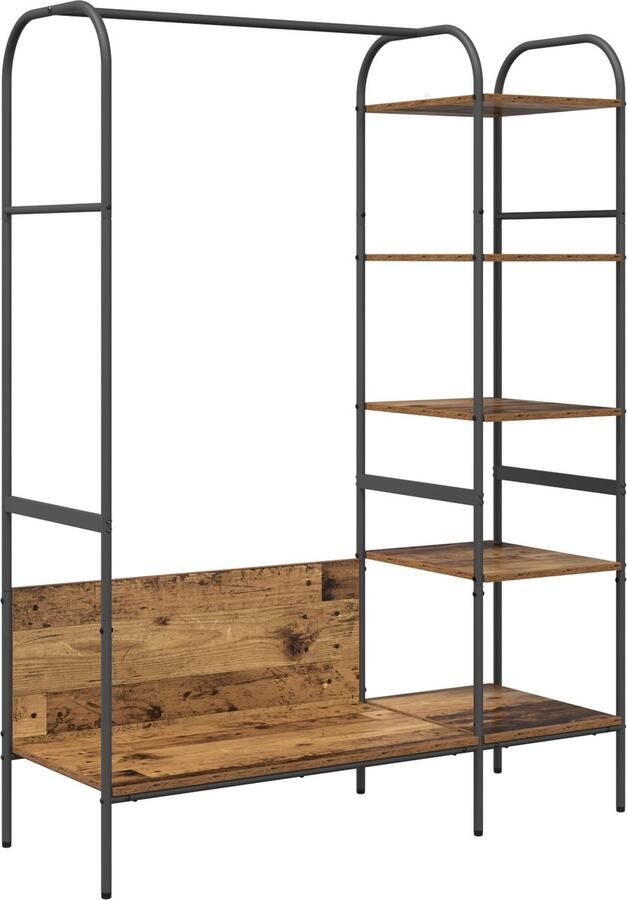 VidaXL Kledingrek met plank Bruin 120 x 44 x 160 cm Bewerkt hout