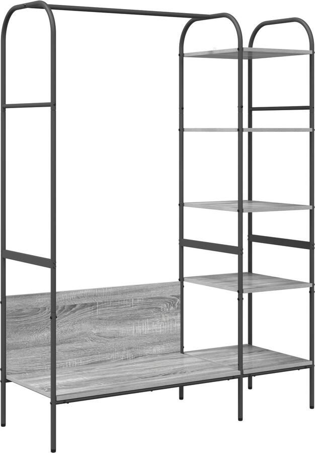 VidaXL Kledingrek met Planken Grijs Sonoma 120x44x160 cm van Kunststof