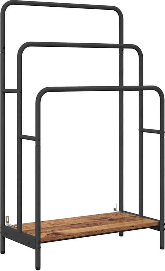 VidaXL Kledingrek met plank Oud hout 60 x 30 x 100.5 cm Bewerkt hout