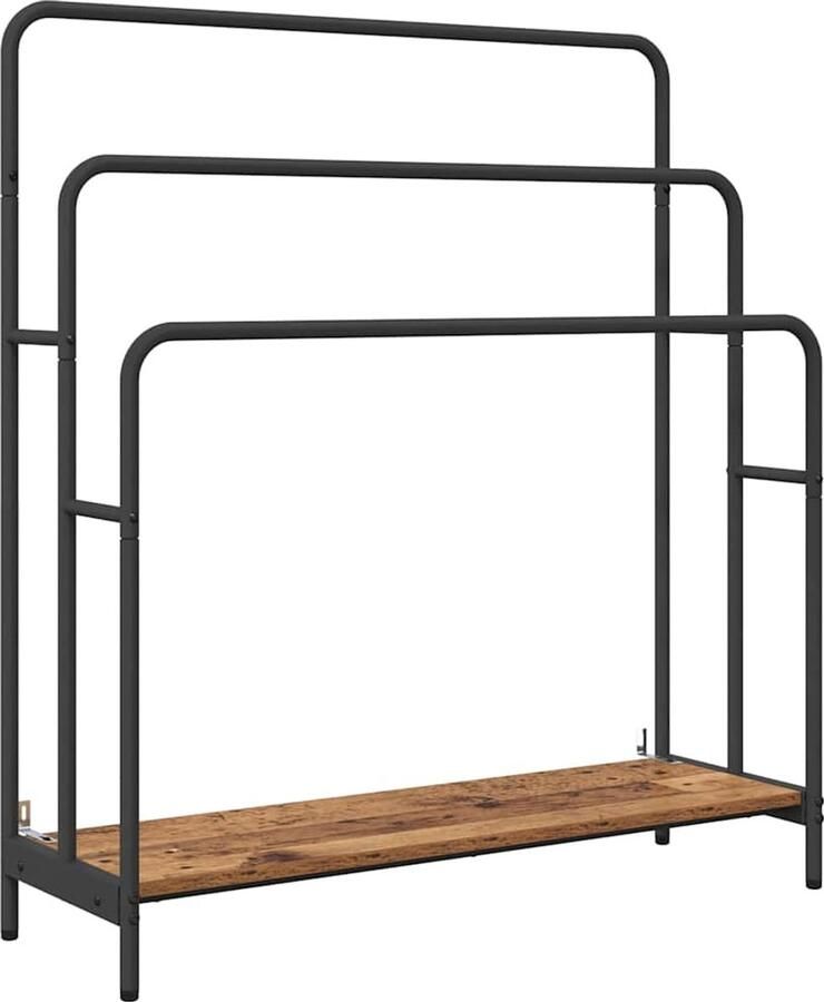 VidaXL Kledingrek met plank Oud hout 90 x 30 x 100.5 cm Bewerkt hout