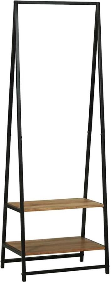 VidaXL Kledingrek met plank Zwart 60 x 45 x 180 cm Massief acaciahout