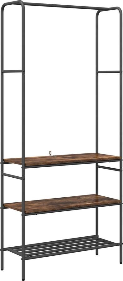 VidaXL Kledingrek met planken Gerookt eiken 77 x 30 x 171 cm