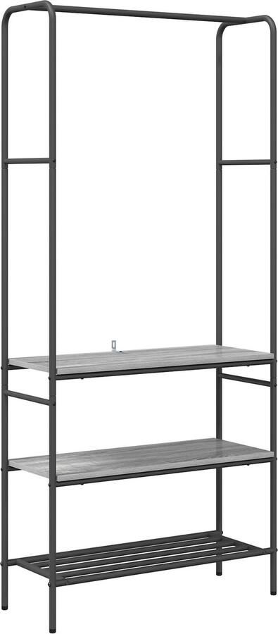 VidaXL Kledingrek met planken Grijs sonoma 77 x 30 x 171 cm
